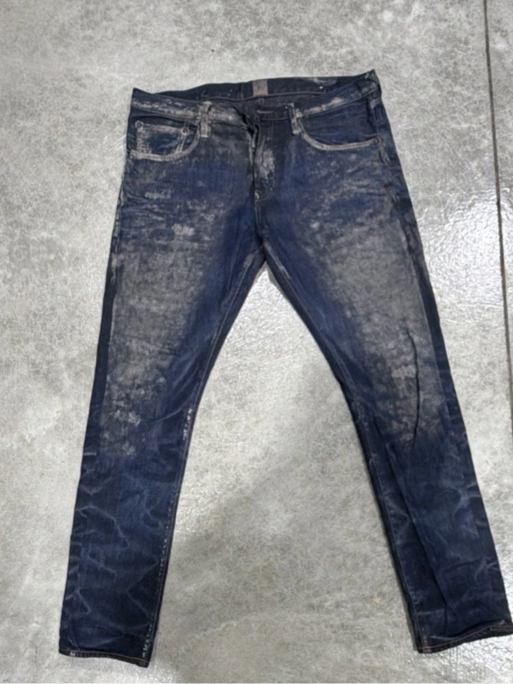 PRPS Men's Washed Dark Blue Slim Straight Jeans